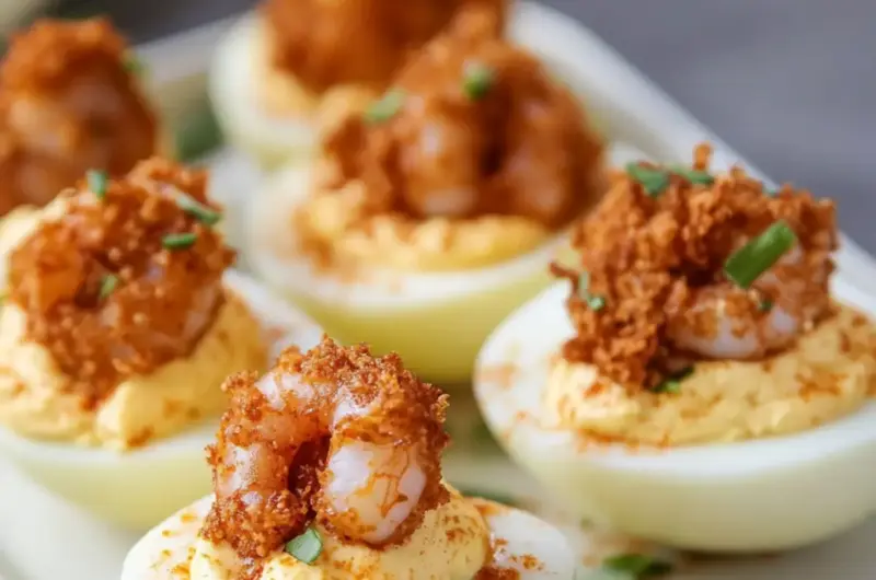 Fried Shrimp Deviled Eggs