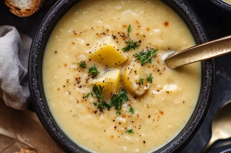 Hearty Cheddar Garlic Herb Potato Soup