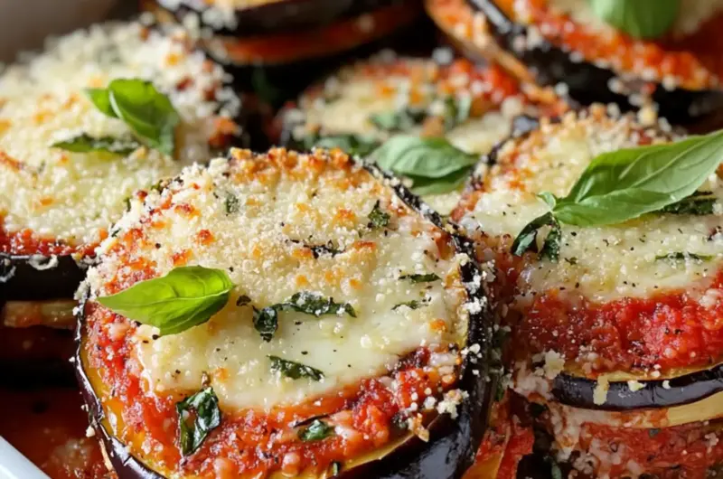Roasted Eggplant Parmesan Stacks