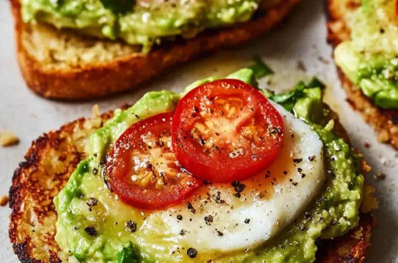 Spicy Smashed Avocado Hash Brown Toasts