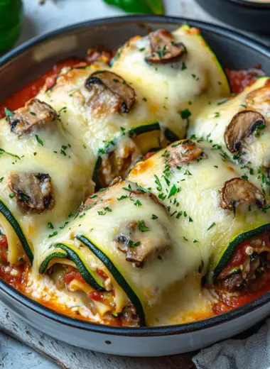Mushroom Zucchini Lasagna Rolls
