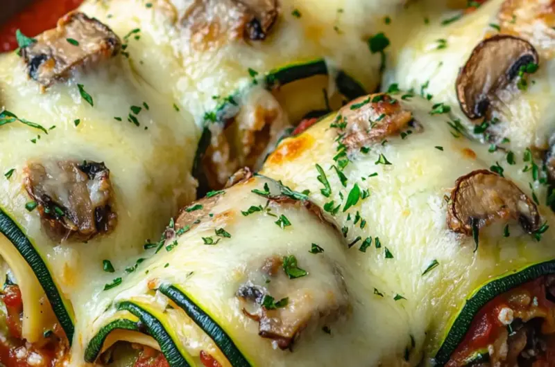 Mushroom Zucchini Lasagna Rolls