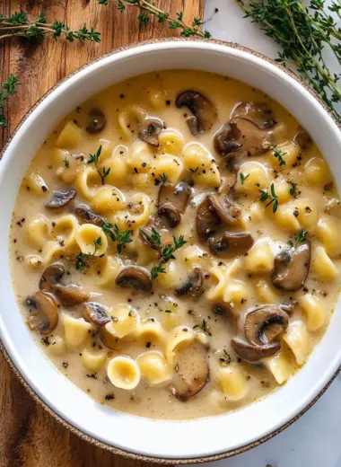 Creamy Mushroom Pasta Soup