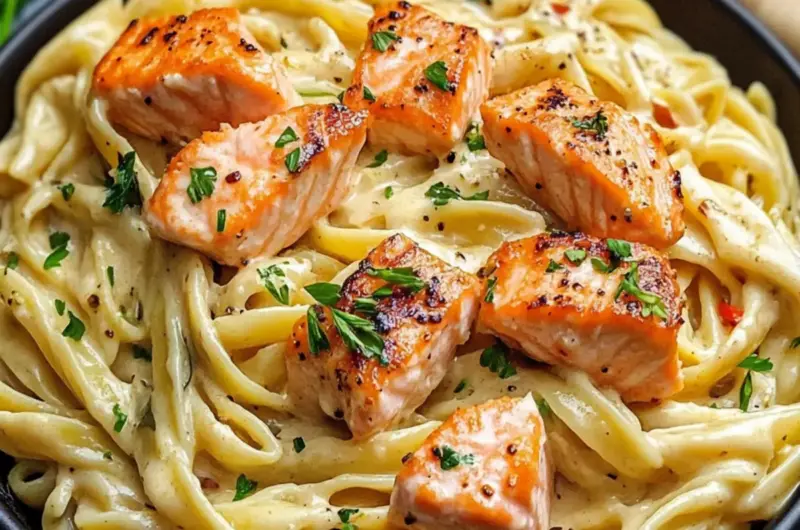 Creamy Honey Mustard Salmon Pasta