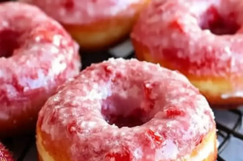 Strawberry Buttermilk Doughnuts