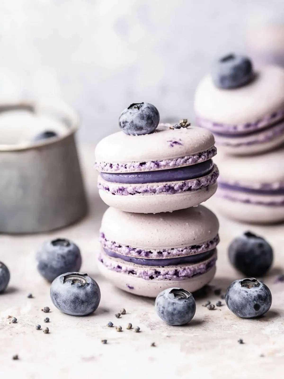 Delicious Blueberry Macarons with Creamy Ganache Filling 3 Blueberry Macarons