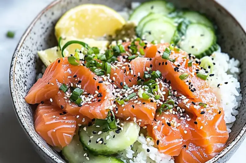 Miso Soy Salmon Sashimi Bowl