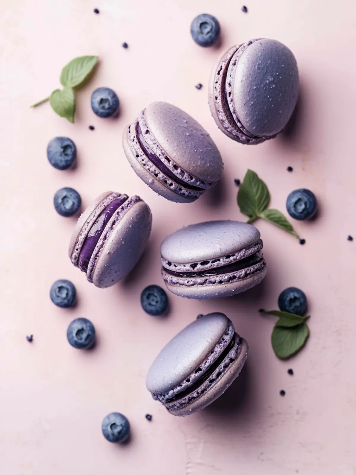 Delicious Blueberry Macarons with Creamy Ganache Filling 2 Blueberry Macarons