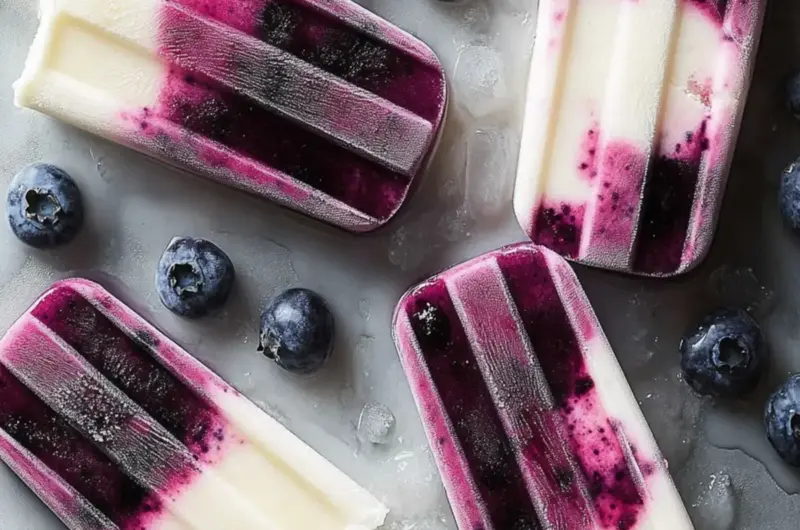 Creamy Layered Blueberry Ice Pops