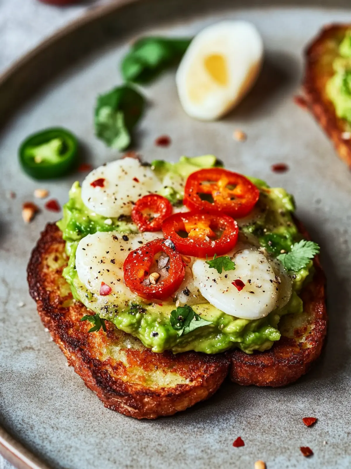 Spicy Smashed Avocado Hash Brown Toasts for Ultimate Flavor! 2 Spicy Smashed Avocado Hash Brown Toasts