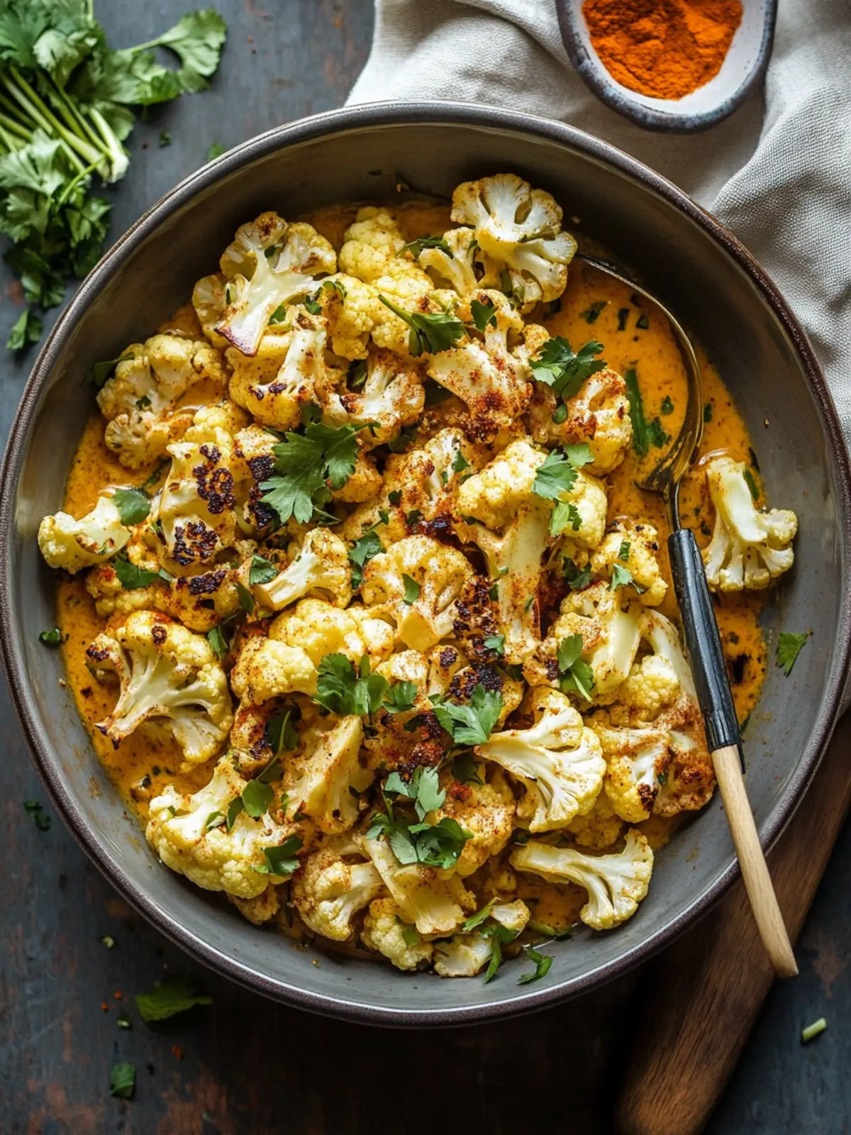 Spice-Roasted Cauliflower in Creamy Coconut Tomato Sauce 2 Spice-Roasted Cauliflower