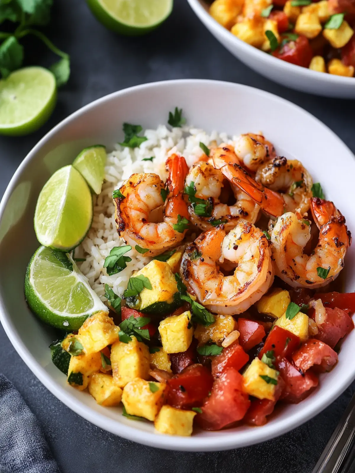 Quick and Easy Shrimp and Rice Bowls with Tropical Salsa 5 Shrimp And Rice Bowls