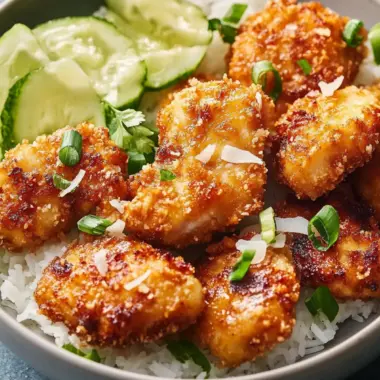 Tropical Crunchy Coconut Chicken with Spicy Mayo & Salad 10 Crunchy Coconut Chicken