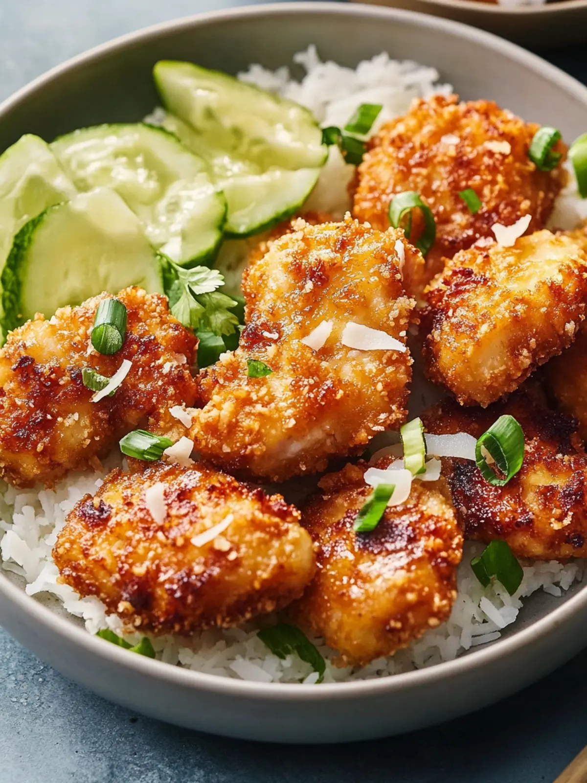 Tropical Crunchy Coconut Chicken with Spicy Mayo & Salad 5 Crunchy Coconut Chicken