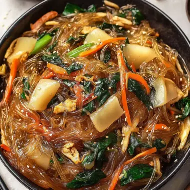 Delicious Japchae: Ultimate Korean Glass Noodle Stir Fry Recipe 9 Japchae (Korean Glass Noodle Stir Fry)