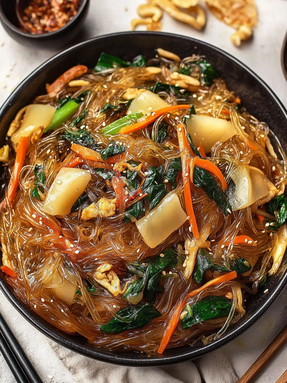 Delicious Japchae: Ultimate Korean Glass Noodle Stir Fry Recipe 5 Japchae (Korean Glass Noodle Stir Fry)