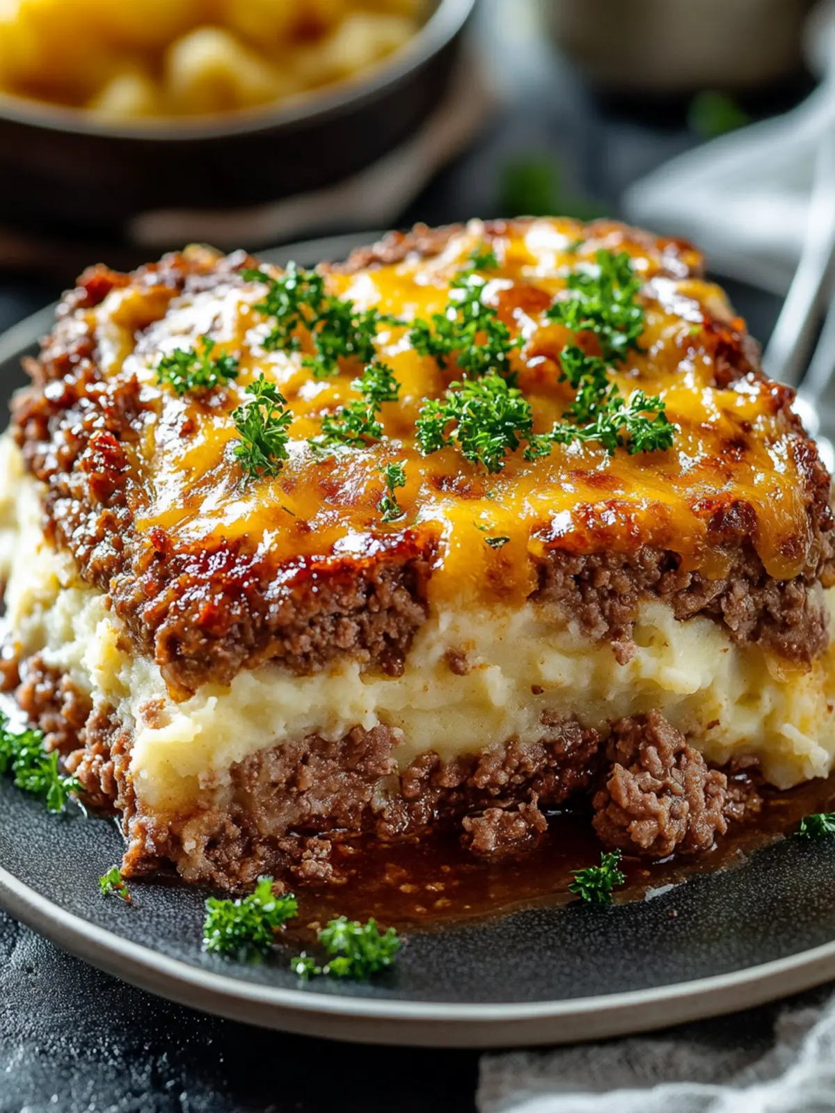 Melt-in-Your-Mouth Meatloaf with Mashed Potatoes and Cheese 4 Meatloaf with Mashed Potatoes and Cheese