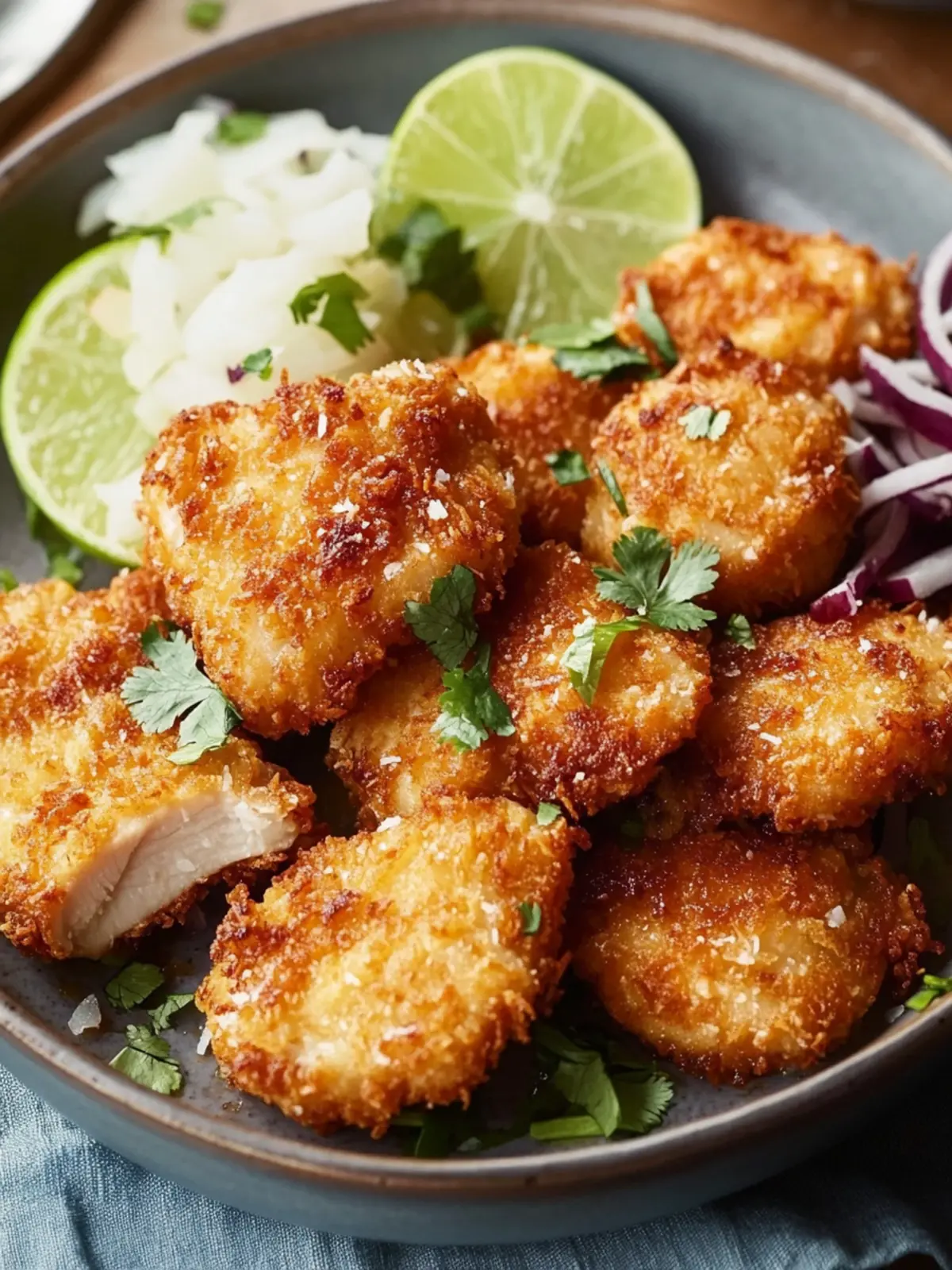 Tropical Crunchy Coconut Chicken with Spicy Mayo & Salad 4 Crunchy Coconut Chicken