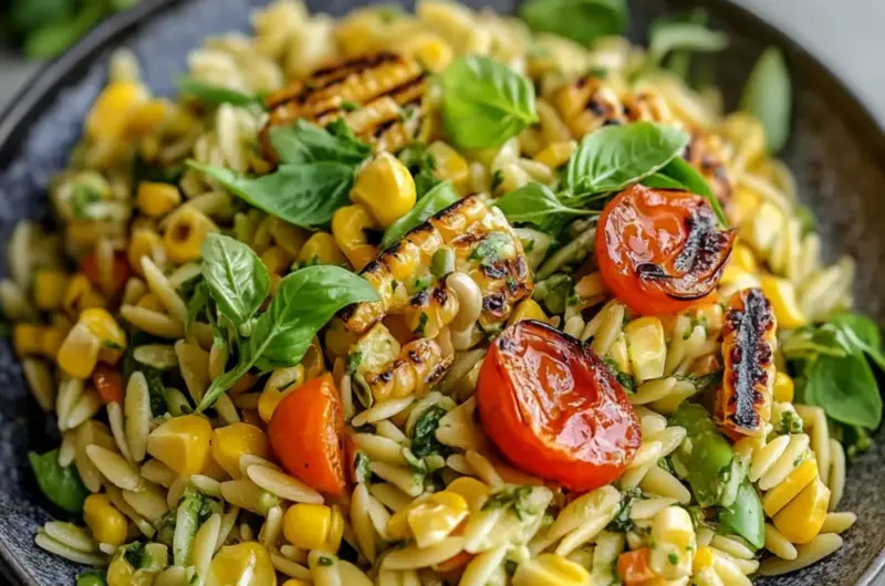 Grilled Corn Orzo Salad