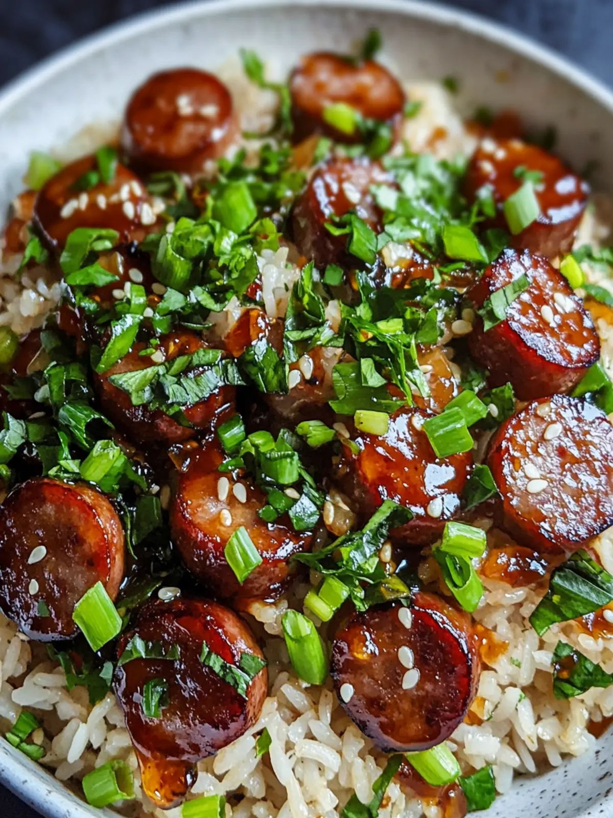 Sticky Honey Garlic Smoked Sausage Rice: Quick Comfort Bliss 2 Sticky Honey Garlic Smoked Sausage Rice