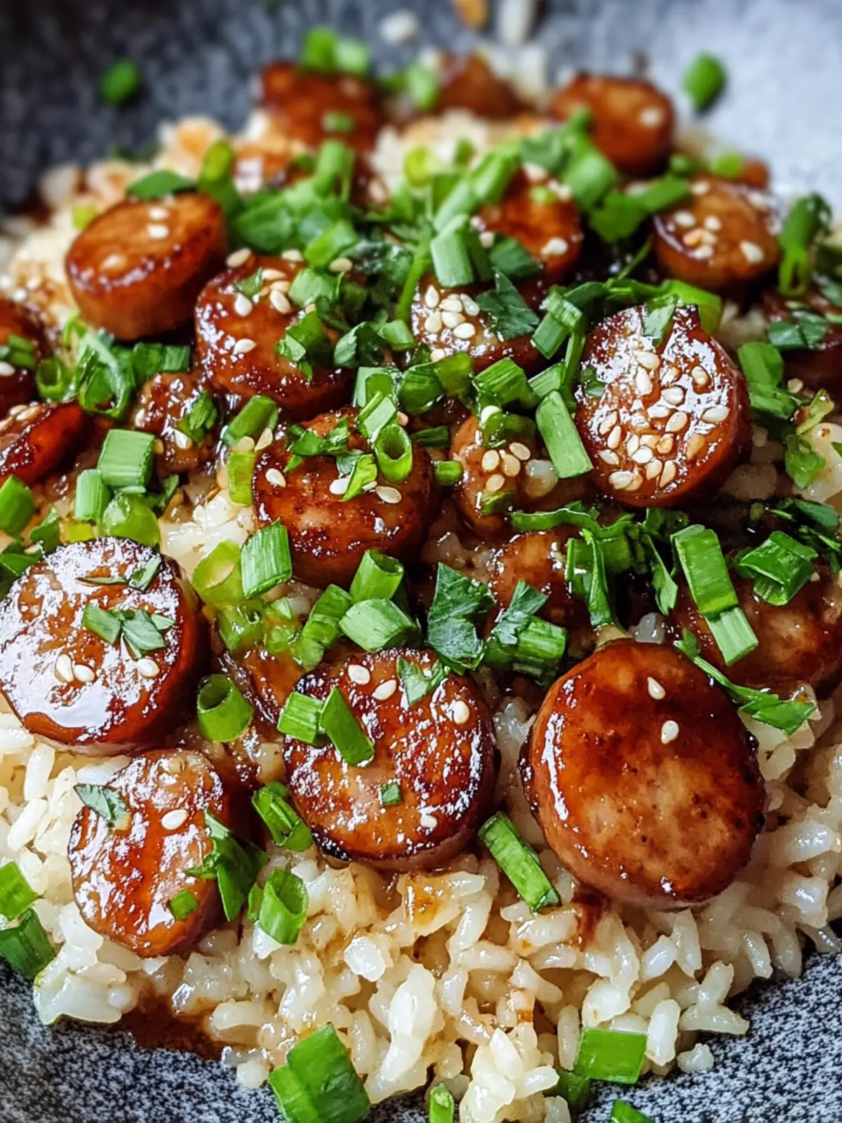 Sticky Honey Garlic Smoked Sausage Rice for Busy Weeknights 5 Sticky Honey Garlic Smoked Sausage Rice