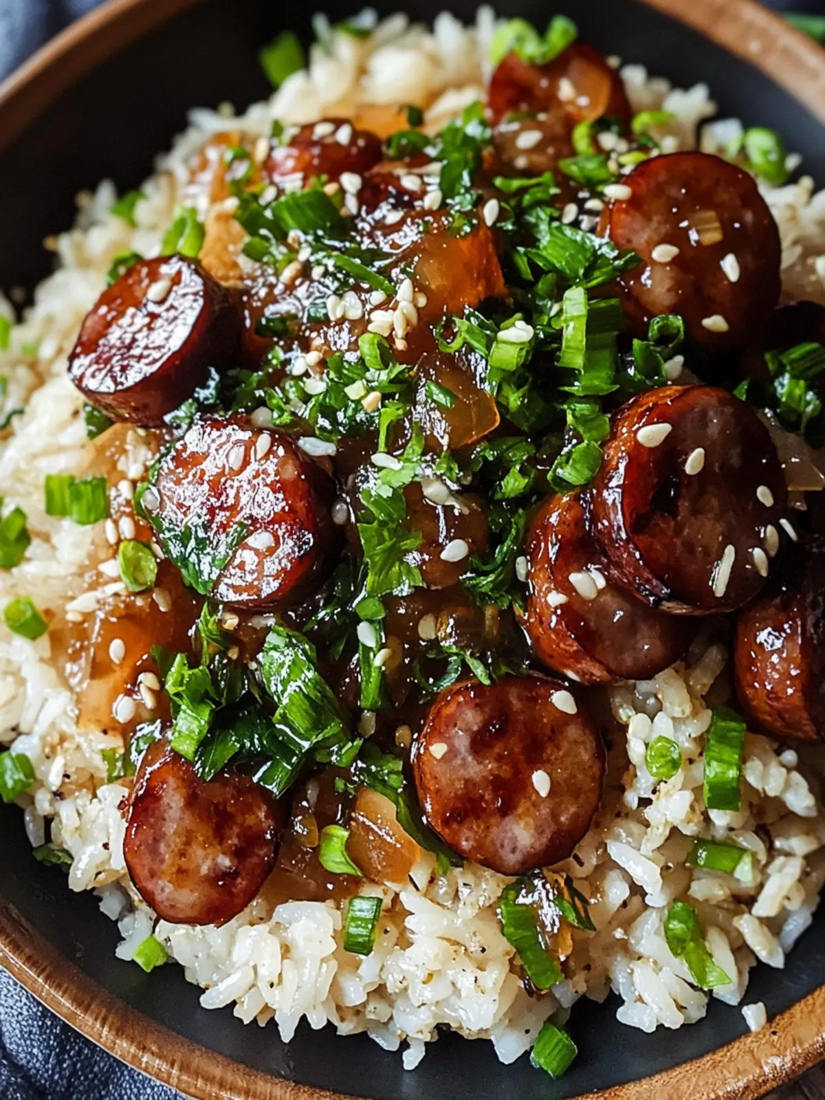 Sticky Honey Garlic Smoked Sausage Rice for Busy Weeknights 2 Sticky Honey Garlic Smoked Sausage Rice