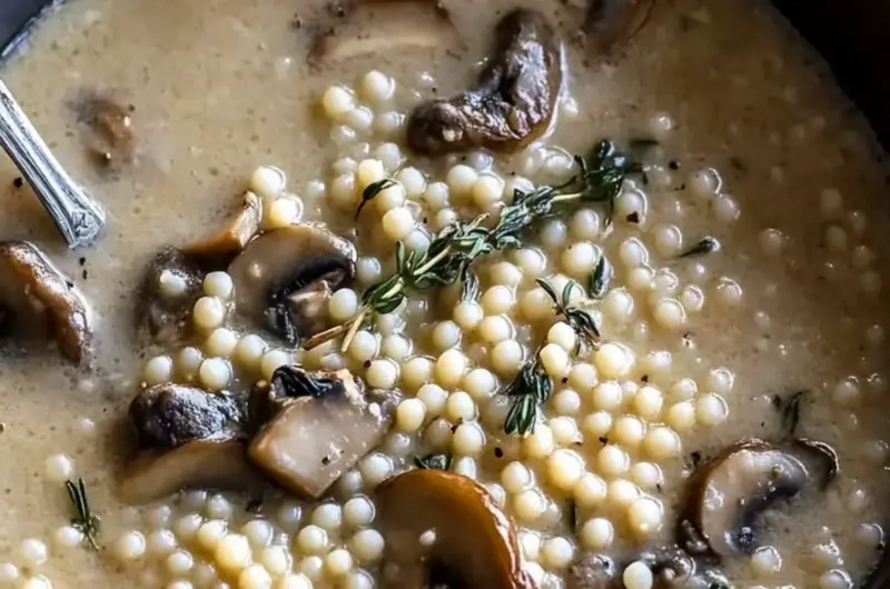Creamy Mushroom & Pearl Couscous Soup