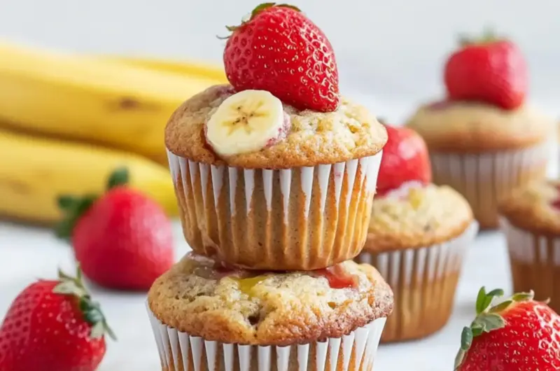 Strawberry Banana Yogurt Muffins