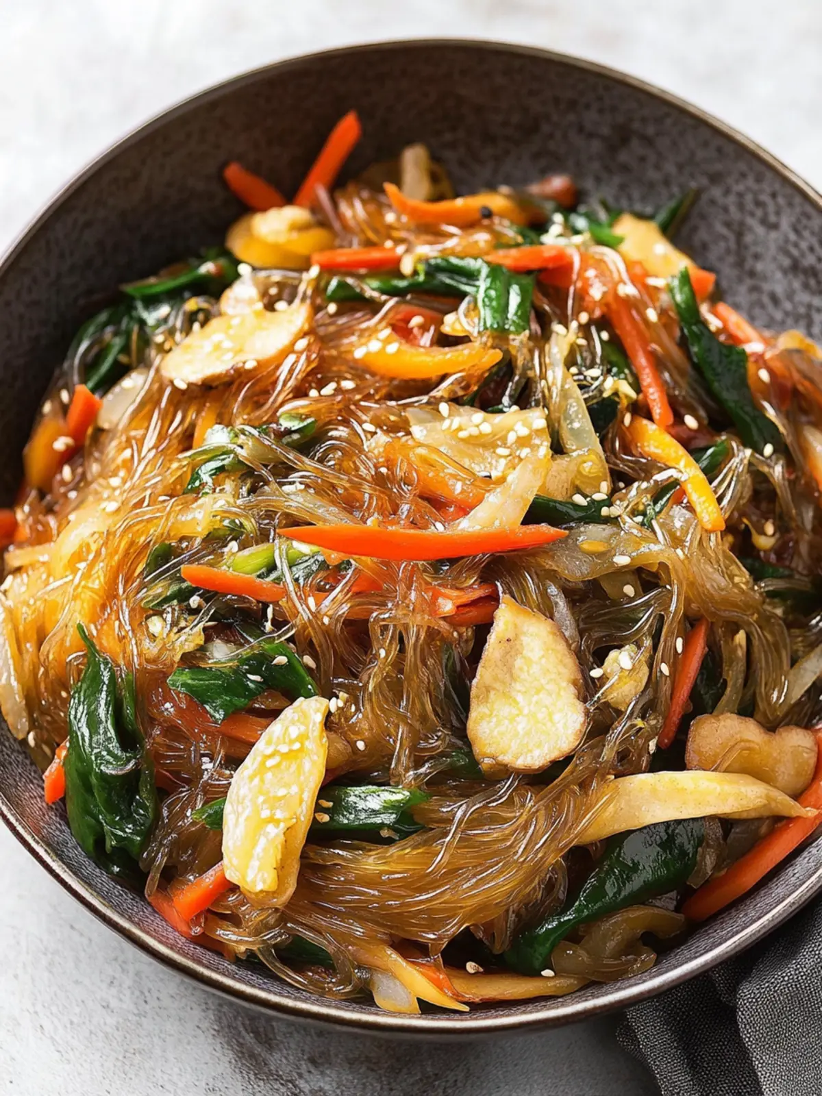 Delicious Japchae: Ultimate Korean Glass Noodle Stir Fry Recipe 2 Japchae (Korean Glass Noodle Stir Fry)