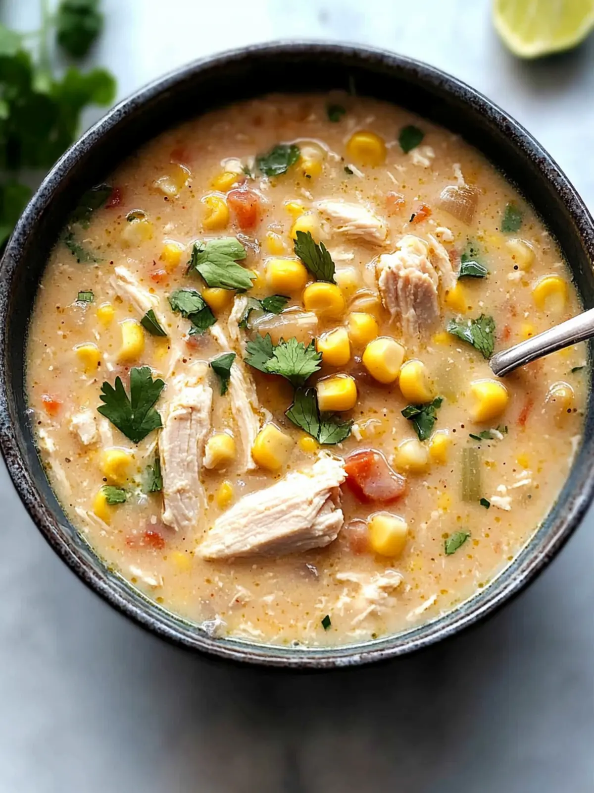 Savory Sweet Corn & Pepper Jack White Chicken Chili Delight 3 Sweet Corn & Pepper Jack White Chicken Chili