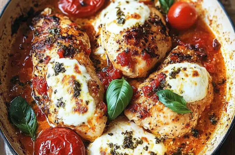 Garlic Tomato Chicken with Mozzarella