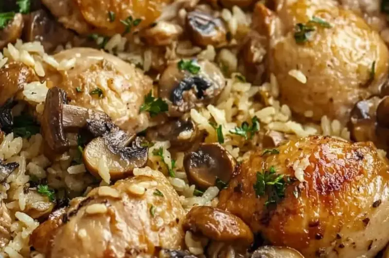 One Pot Mushroom Chicken and Rice