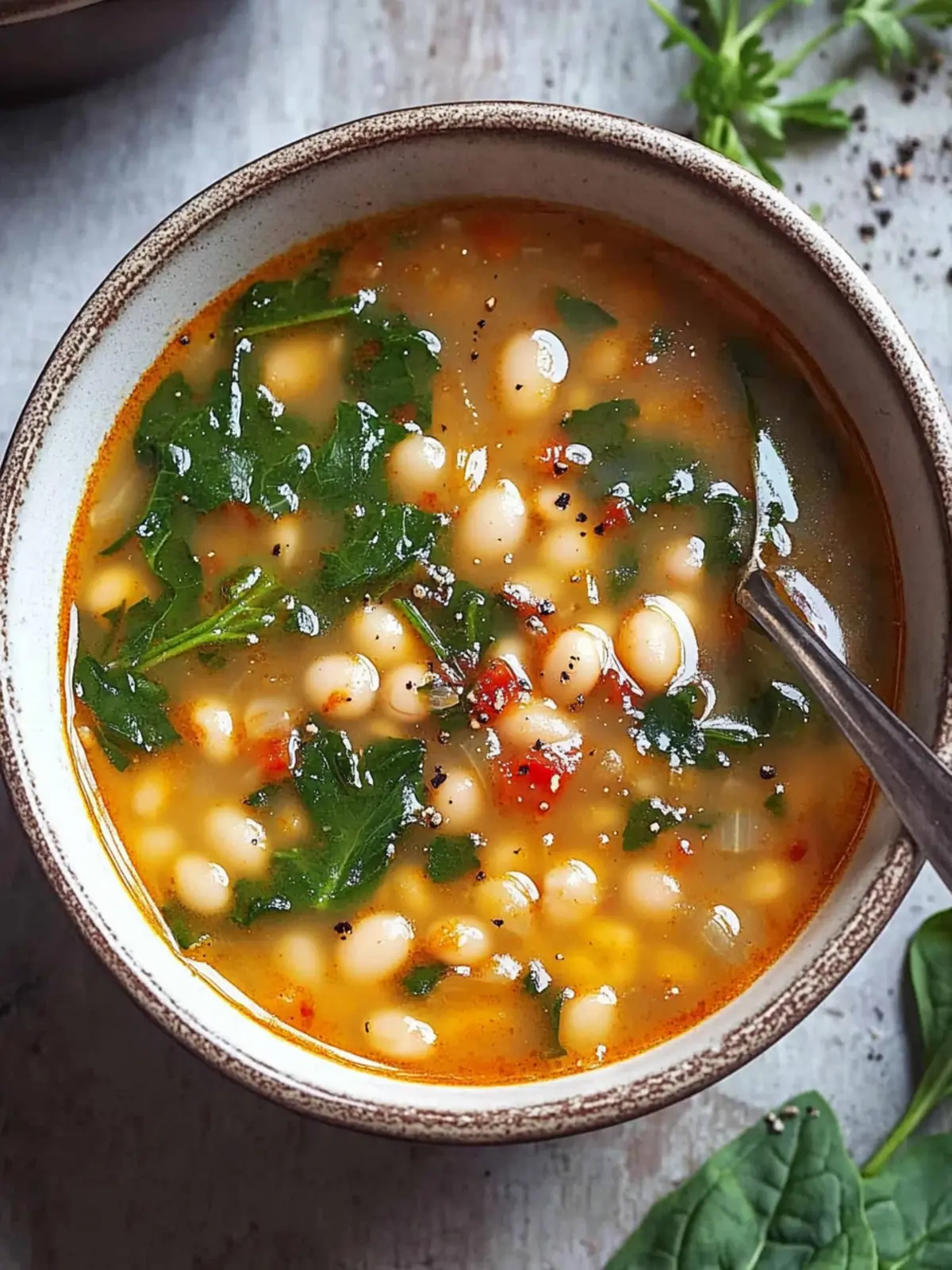 Delicious White Bean Soup with Spinach to Warm Your Soul 3 White Bean Soup with Spinach