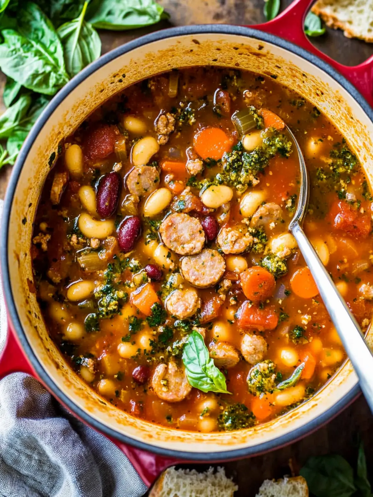 Delicious Minestrone with Sausage and Pesto for Cozy Nights 2 Minestrone with Sausage and Pesto