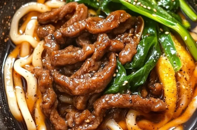 Black Pepper Beef Udon Noodles