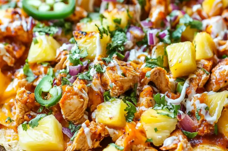 BBQ Chicken and Grilled Pineapple Nachos