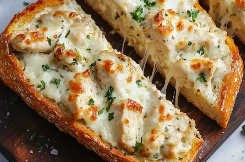 Chicken Alfredo Garlic Bread