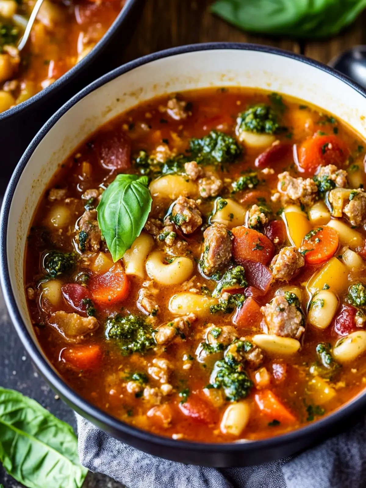 Delicious Minestrone with Sausage and Pesto for Cozy Nights 4 Minestrone with Sausage and Pesto
