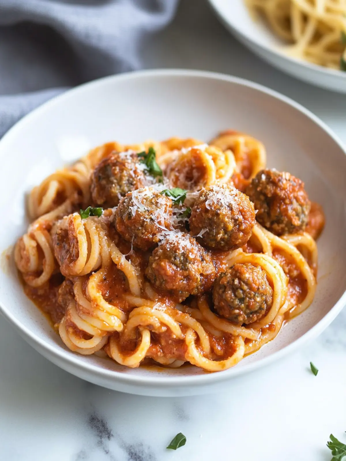 Savory Meatball Pasta with Creamy Beef Broth Sauce 2 Meatball Pasta