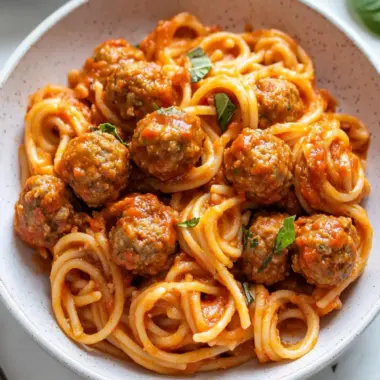 Savory Meatball Pasta with Creamy Beef Broth Sauce 10 Meatball Pasta