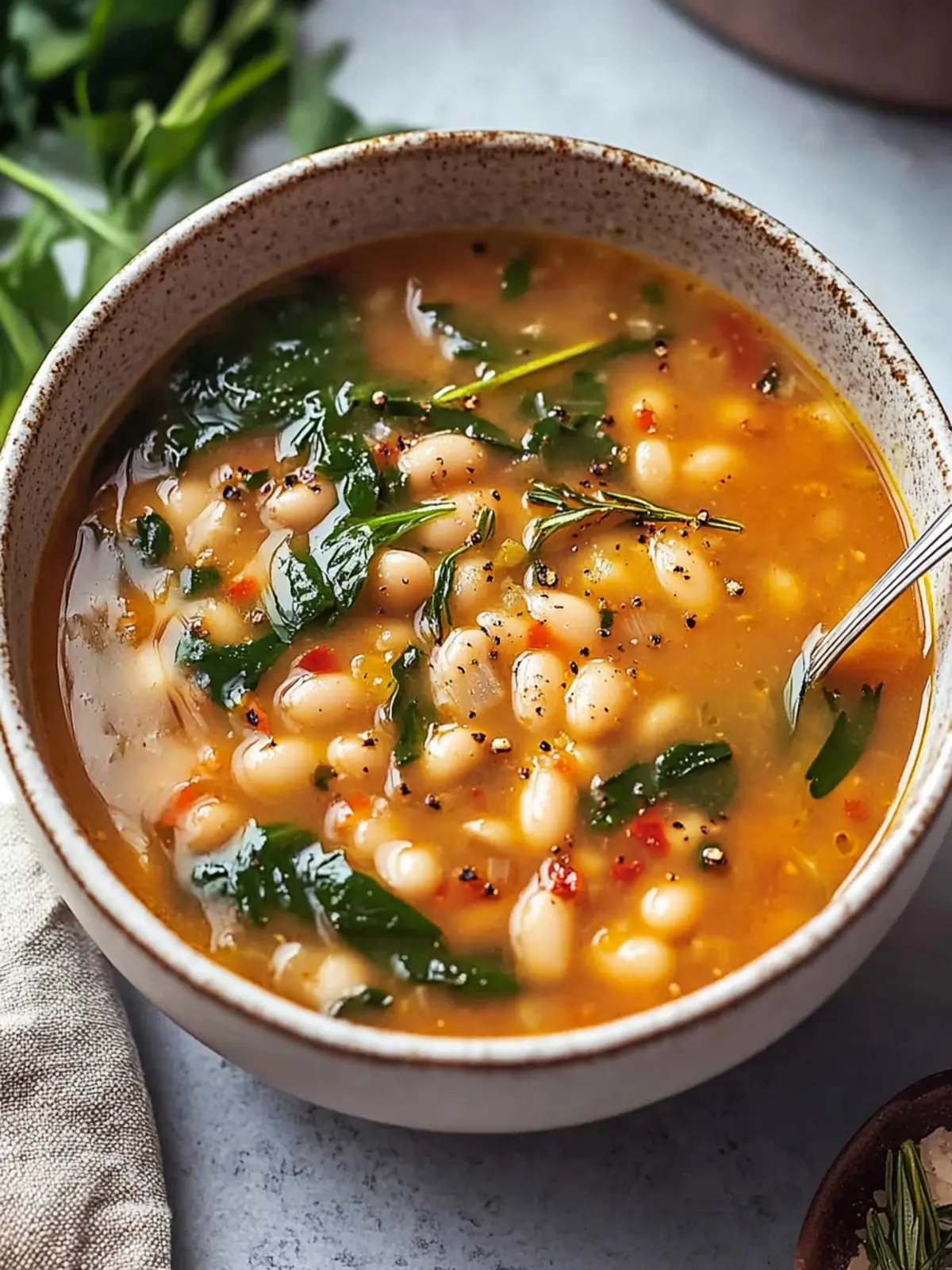 Delicious White Bean Soup with Spinach to Warm Your Soul 2 White Bean Soup with Spinach