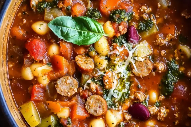Minestrone with Sausage and Pesto