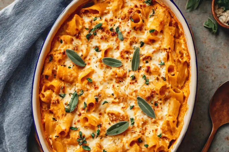 Cheesy Pumpkin Ricotta Pasta Bake