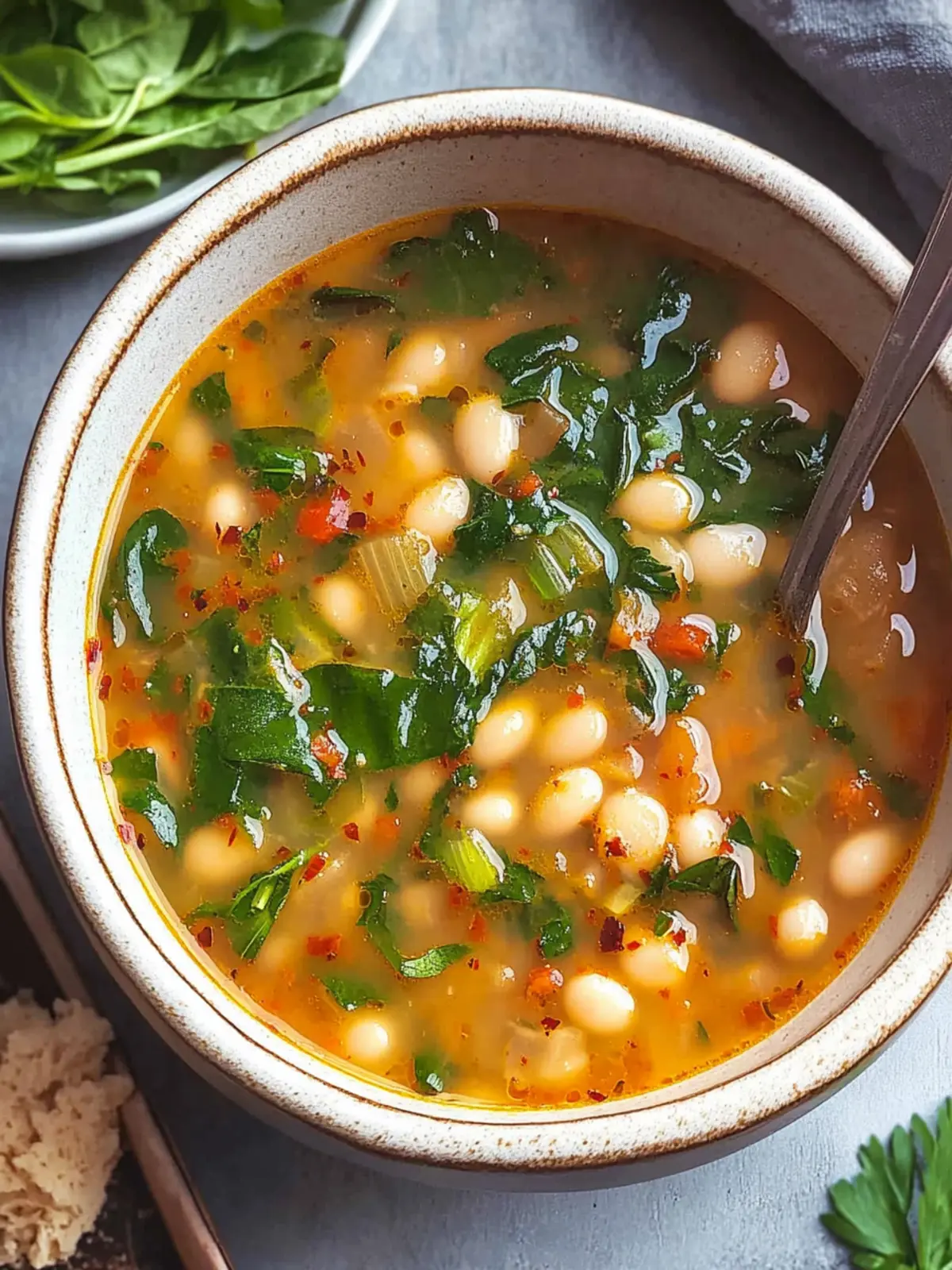 Delicious White Bean Soup with Spinach to Warm Your Soul 5 White Bean Soup with Spinach