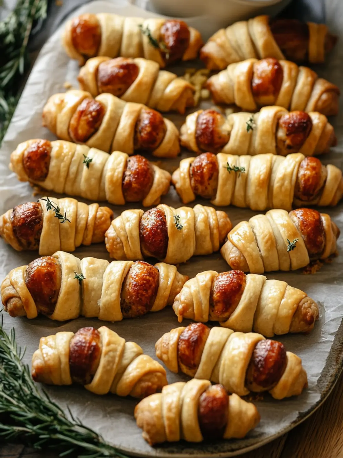 Mummy Pigs in a Blanket: Spooky Comfort Food Delight 2 Mummy Pigs in a Blanket