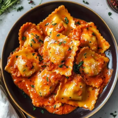Raviolis With Creamy Harissa Sauce