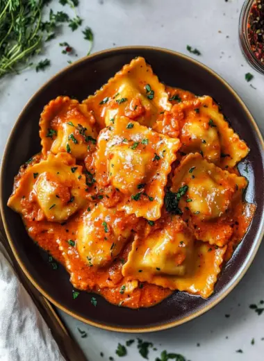 Raviolis With Creamy Harissa Sauce