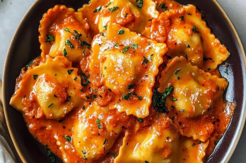 Raviolis With Creamy Harissa Sauce