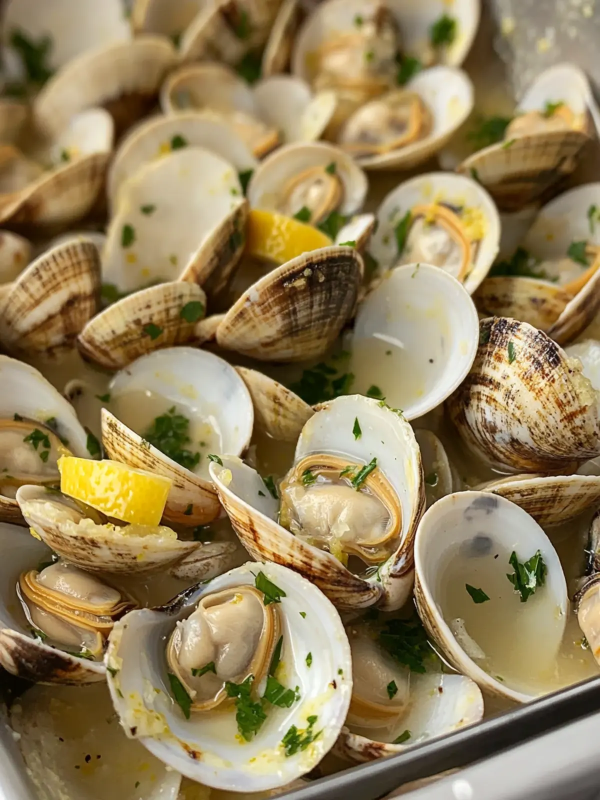 Savor Grilled Clams with Lemon, Parsley, Garlic and Butter Delight 2 Grilled Clams with Lemon, Parsley, Garlic and Butter