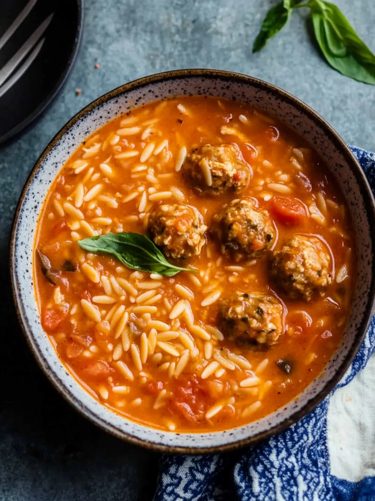 Savory Tomato Orzo Soup with Chicken Meatballs Your Family Will Love 3 Tomato Orzo Soup with Chicken Meatballs